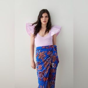 Zara Lilac Purple Bodysuit with Poplin Detail sz S NWT